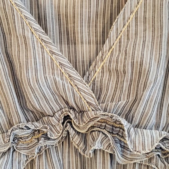 Max Studio Boho Blue Prairie Pinstripe Tunic - Picture 6 of 9